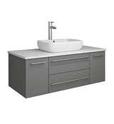 Fresca FCB6142GR-VSL-CWH-V Fresca Lucera 42" Gray Wall Hung Modern Bathroom Cabinet w/ Top & Vessel Sink