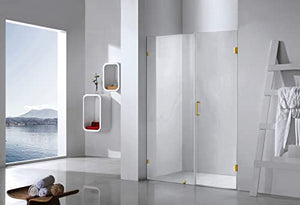Genius Plus Frameless Shower Door Size fits for Width of 57' - 61'' * H76'' with a Side Panel in Matte Black Premium Hardware Finish, Low Iron Tempered Glass Included(59'') …