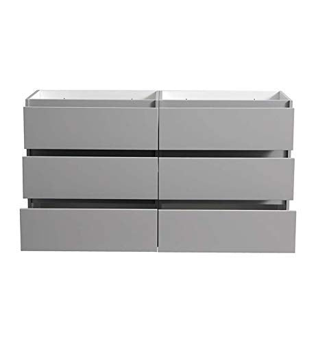 Fresca FCB93-3030GR-D Fresca Lazzaro 60" Gray Free Standing Double Sink Modern Bathroom Cabinet