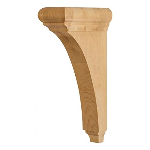 Hardware Resources COR39-RW 3" W x 6-1/2" D x 12" H Rubberwood Minimal Bullnose Cap Corbel