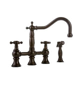 Canterbury Straight Double Handle Widespread Bridge Faucet with Side Spray Finish: Polished, Handle Type: Metal Cross Handles