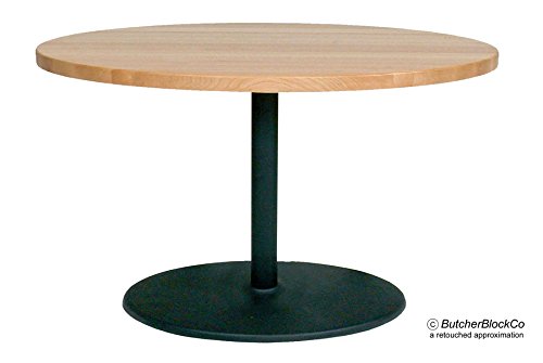 John Boos RTM-48 48" Round Maple Butcher Block Cafe Table, 1.75" Thick, Black Pedestal & Disc Base