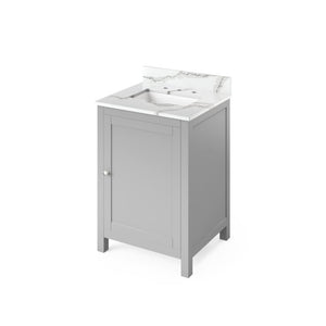 Jeffrey Alexander VKITAST24GRCQR 24" Grey Astoria Vanity, Calacatta Vienna Quartz Vanity Top, undermount rectangle bowl