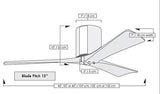 Matthews Fan IR3H-BRBR-WA-42 Irene-3H three-blade flush mount paddle fan in Brushed Brass finish with 42” solid walnut tone blades. 