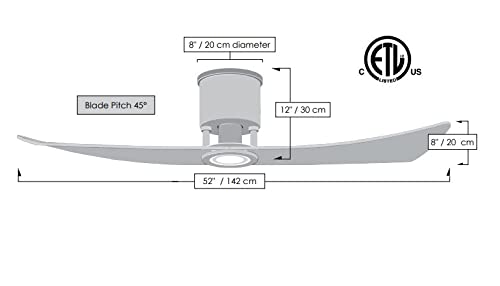 Matthews Fan LW-MWH-MWH Lindsay ceiling fan in Matte White finish with 52" solid matte white wood blades and eco-friendly, dimmable LED light kit.