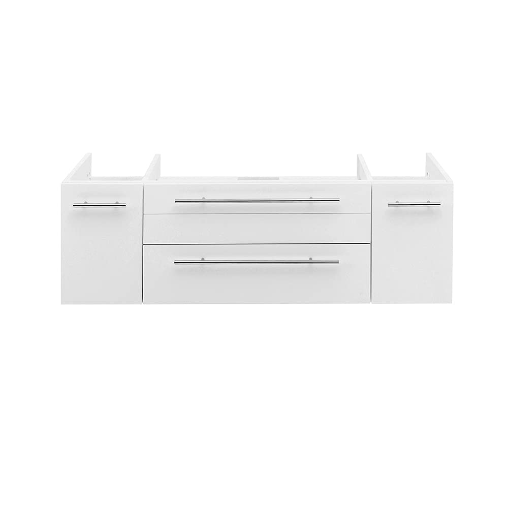 Fresca FCB6148WH-VSL Fresca Lucera 48" White Wall Hung Vessel Sink Modern Bathroom Cabinet