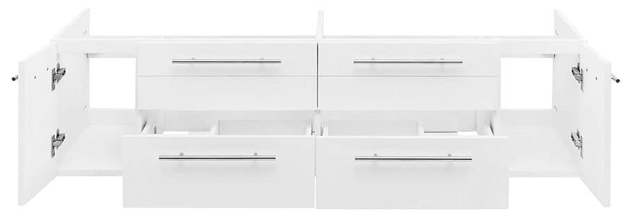 Fresca FCB6160WH-UNS-D Fresca Lucera 60" White Wall Hung Double Undermount Sink Modern Bathroom Cabinet