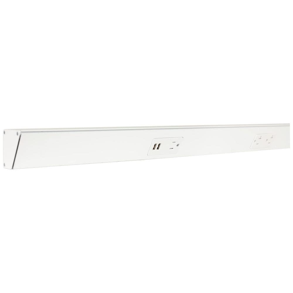 Task Lighting TRU48-3WD-P-WT 48" TR USB Series Angle Power Strip with USB, White Finish, White Receptacles