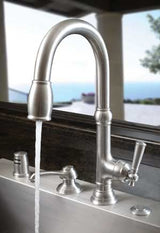 Newport Brass 2470-5103 Jacobean Kitchen Faucet with Metal Lever Handle and Pull, Polished Chrome