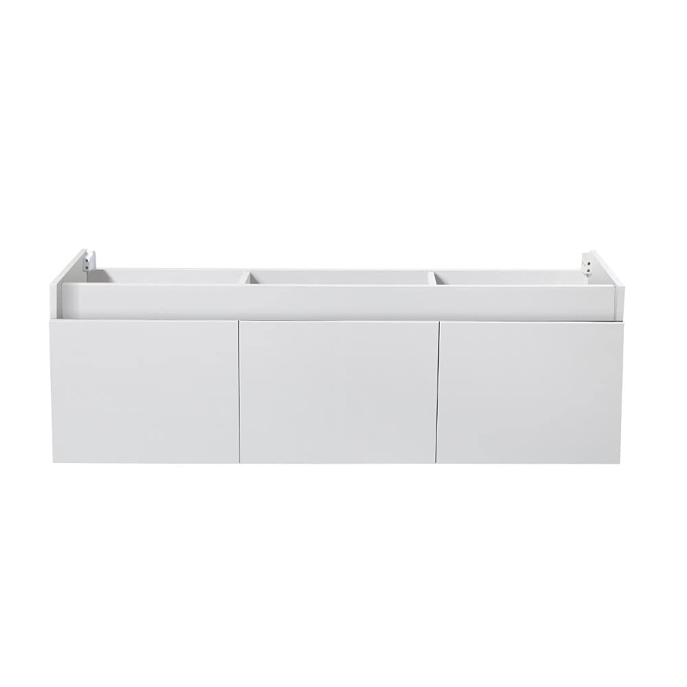 Fresca FCB8041BW Fresca Mezzo 60" Black Wall Hung Single Sink Modern Bathroom Cabinet