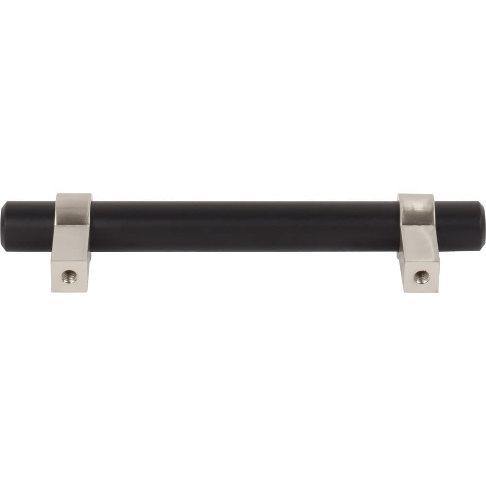 Jeffrey Alexander 596MBSN 96 mm Center-to-Center Matte Black with Satin Nickel Key Grande Cabinet Bar Pull