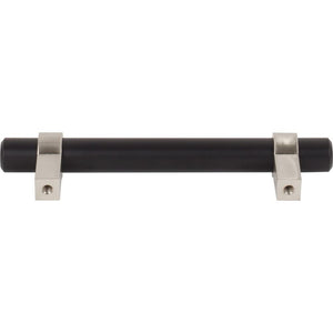 Jeffrey Alexander 596MBSN 96 mm Center-to-Center Matte Black with Satin Nickel Key Grande Cabinet Bar Pull