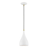 Amador 1 Light Mini Pendant in White with Antique Brass (41171-13)