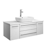 Fresca Lucera 42" White Wall Hung Modern Bathroom Cabinet w/Top & Vessel Sink