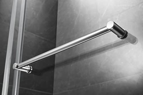 Frameless Sliding Shower Door, 76-in. x 60-in. Glass Shower Door, Shower Glass Door with Clear Tempered Glass in Chrome Finish