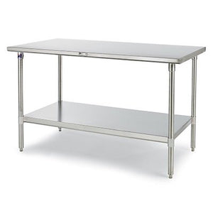 John Boos ST4R5-3048SSK 14 Gauge Stainless Steel Work Table with 5" Rear Riser, Base and Shelf, 48" x 30"