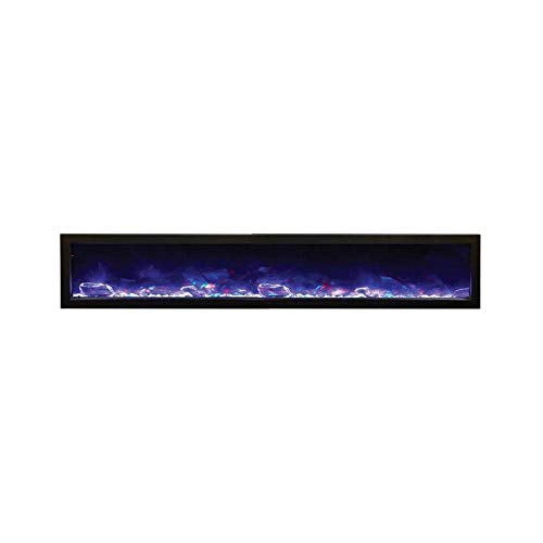 Amantii BI-88-DEEP-OD Panorama Deep Full View Smart Electric  - 88" Indoor /Outdoor WiFi Enabled Fireplace, featuring a MultiFunction Remote, Multi Speed Flame Motor, Glass Media & a Black Trim