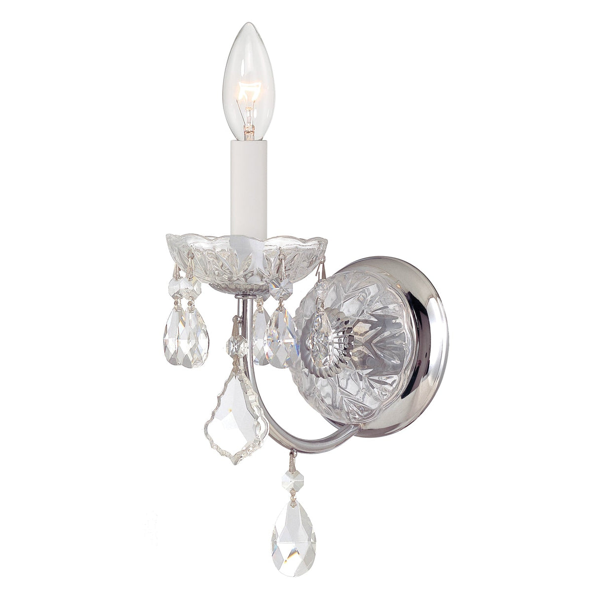 Imperial 1 Light Swarovski Strass Crystal Polished Chrome Sconce 3221-CH-CL-S