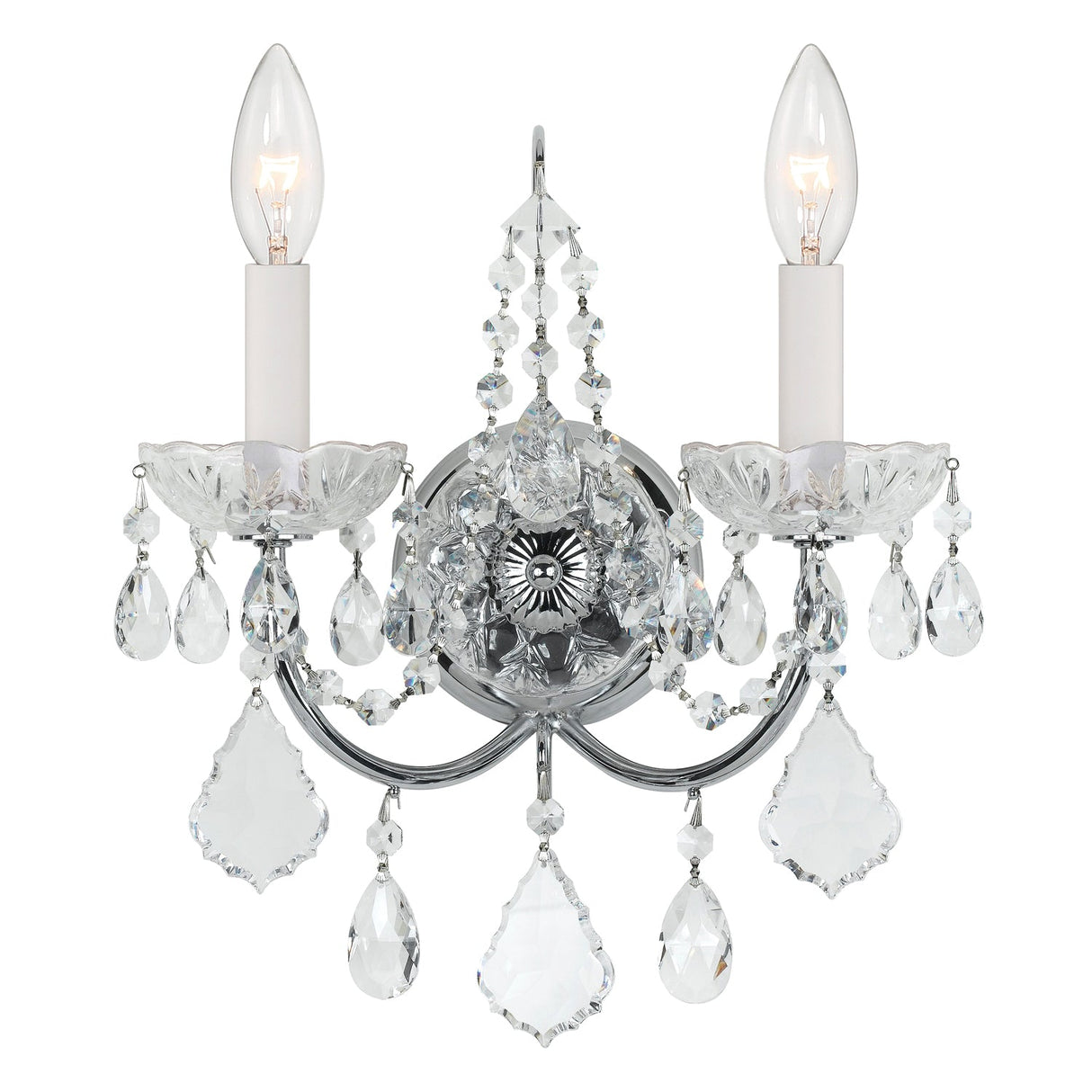 Imperial 2 Light Clear Italian Crystal Polished Chrome Sconce 3222-CH-CL-I