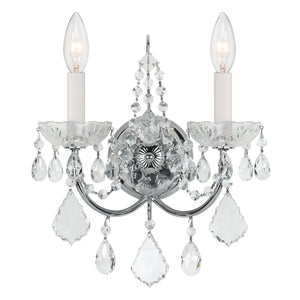 Imperial 2 Light Swarovski Strass Crystal Polished Chrome Sconce 3222-CH-CL-S