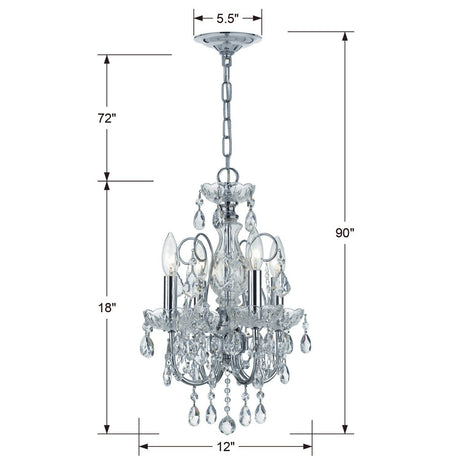 Imperial 4 Light Clear Italian Crystal Polished Chrome Mini Chandelier 3224-CH-CL-I