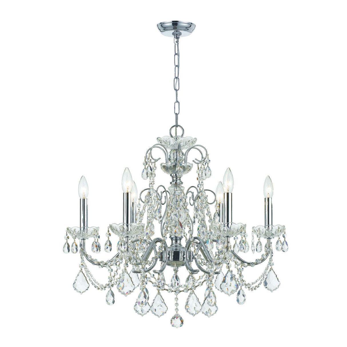 Imperial 6 Light Hand Cut Crystal Polished Chrome Chandelier 3226-CH-CL-MWP