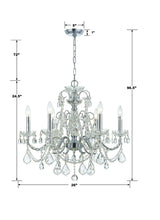 Imperial 6 Light Hand Cut Crystal Polished Chrome Chandelier 3226-CH-CL-MWP