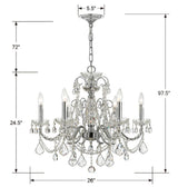 Imperial 6 Light Clear Italian Crystal Polished Chrome Chandelier 3226-CH-CL-I