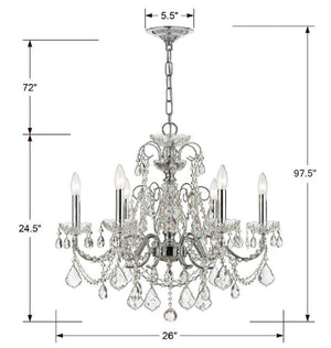 Imperial 6 Light Clear Italian Crystal Polished Chrome Chandelier 3226-CH-CL-I