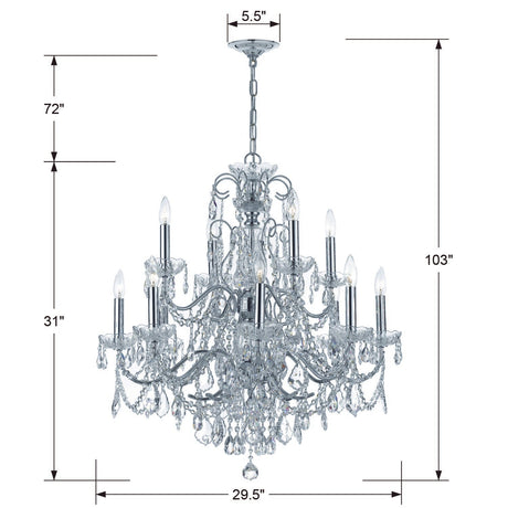 Imperial 12 Light Hand Cut Crystal Polished Chrome Chandelier 3228-CH-CL-MWP