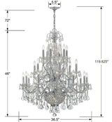 Imperial 26 Light Hand Cut Crystal Polished Chrome Chandelier 3229-CH-CL-MWP