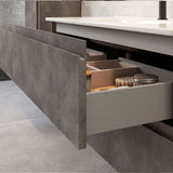 DAX Pasadena Engineered Wood and Porcelain Onix Basin with Single Vanity Cabinet, 28", Cement DAX-PAS012881-ONX