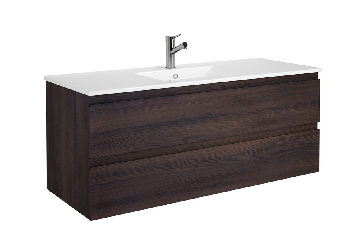 DAX Pasadena Engineered Wood and Porcelain Onix Basin with Vanity Cabinet, 48", Wenge DAX-PAS014813-ONX