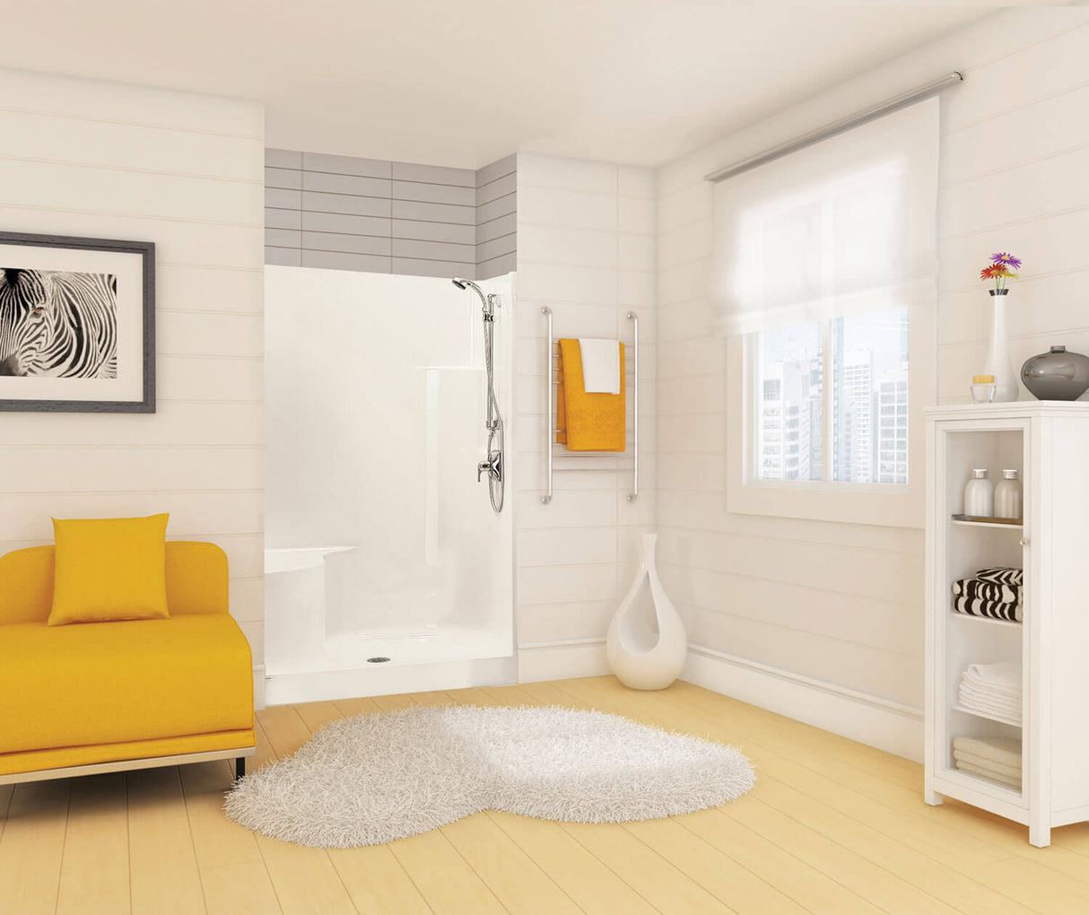 MAAX 100961-000-002-002 Carlton I 48 x 35 AcrylX Alcove Center Drain One-Piece Shower in White