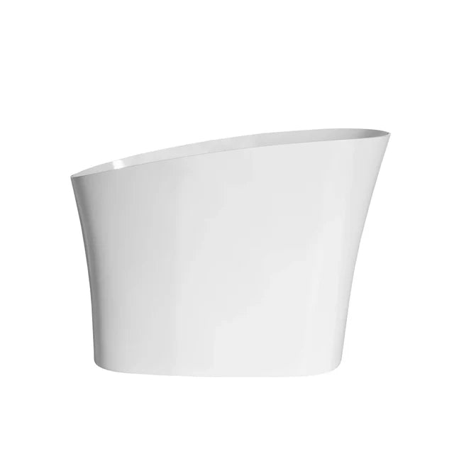 Poshhaus 48" Japanese Soaker Freestanding Bathtub Solid Surface with Stool - Floor Model for Sale