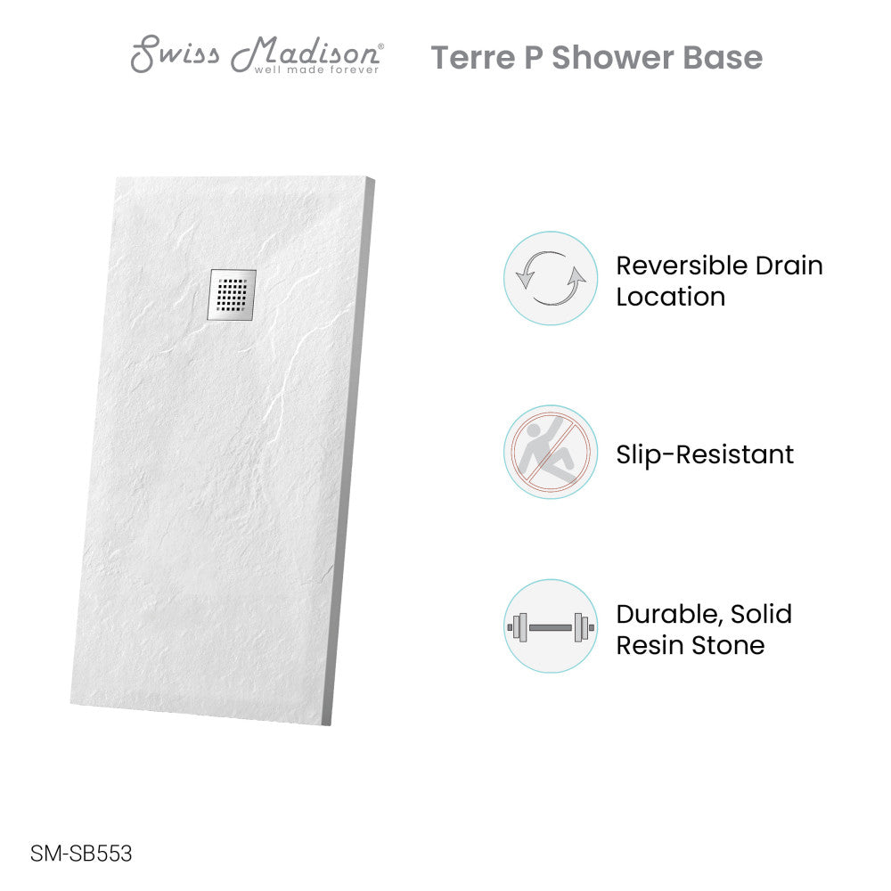 Terre P Series 60" x 36" Reversible Drain Shower Base