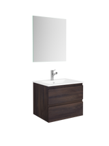 DAX Pasadena Engineered Wood and Porcelain Onix Basin with Single Vanity Cabinet, 24", Wenge DAX-PAS012413-ONX