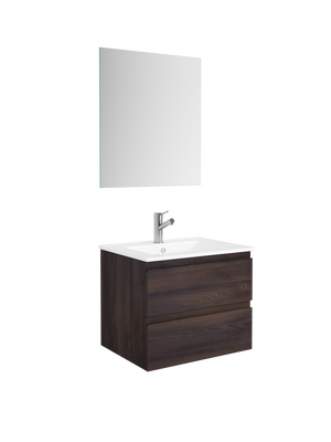 DAX Pasadena Engineered Wood and Porcelain Onix Basin with Single Vanity Cabinet, 24", Wenge DAX-PAS012413-ONX