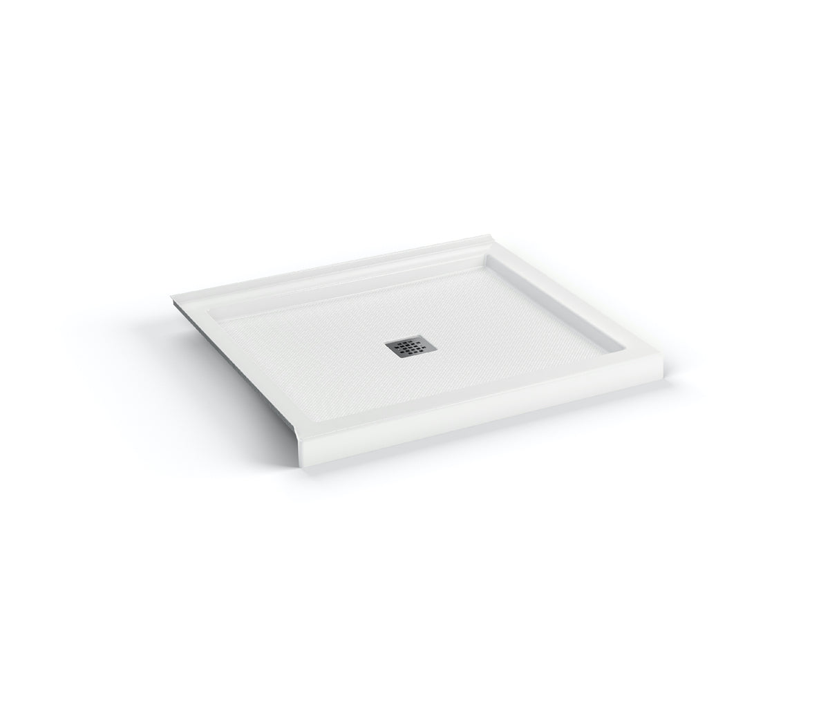 MAAX 420001-542-001-100 B3Square 4832 Acrylic Corner Left Shower Base in White with Anti-slip Bottom with Center Drain