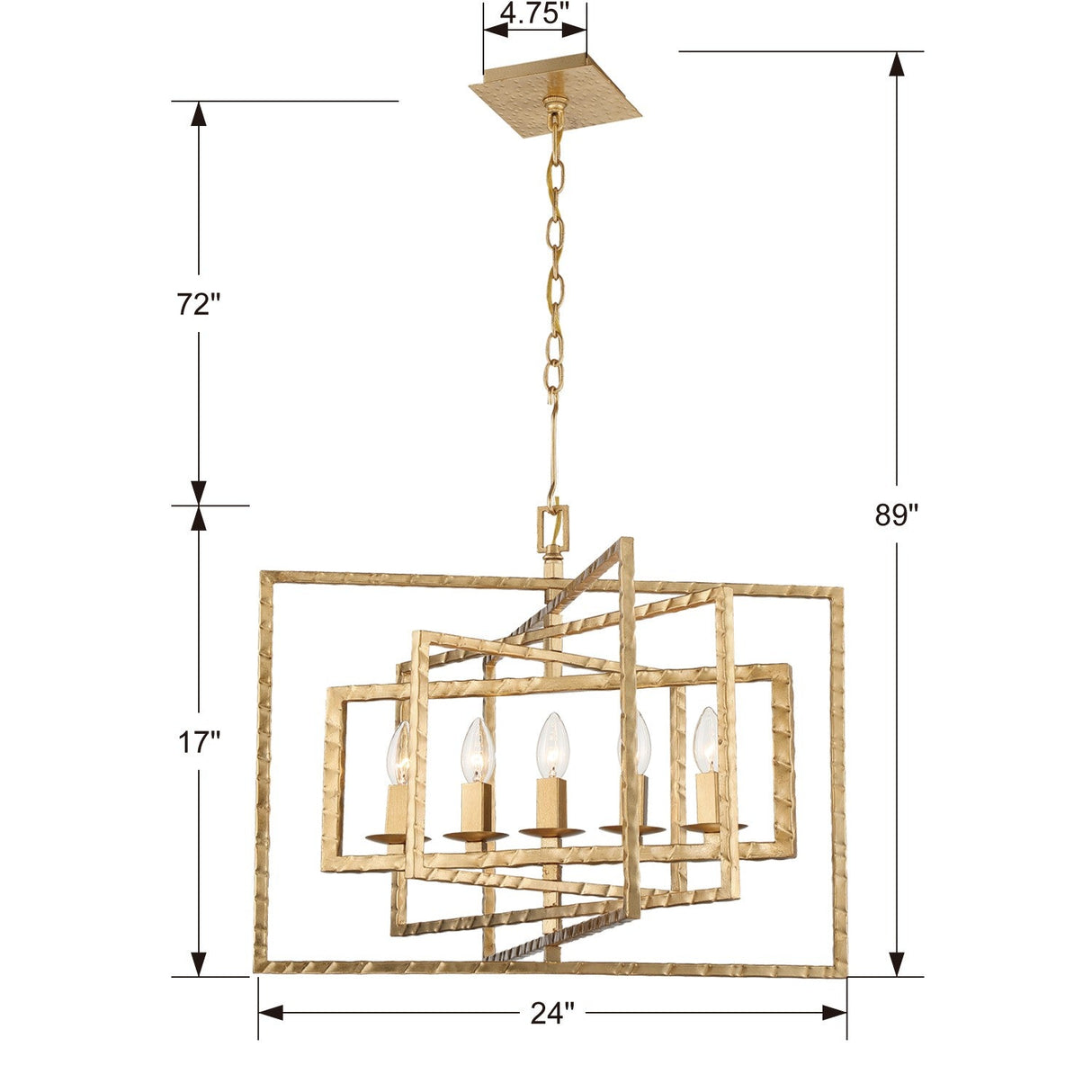 Capri 5 Light Antique Gold Chandelier 336-GA