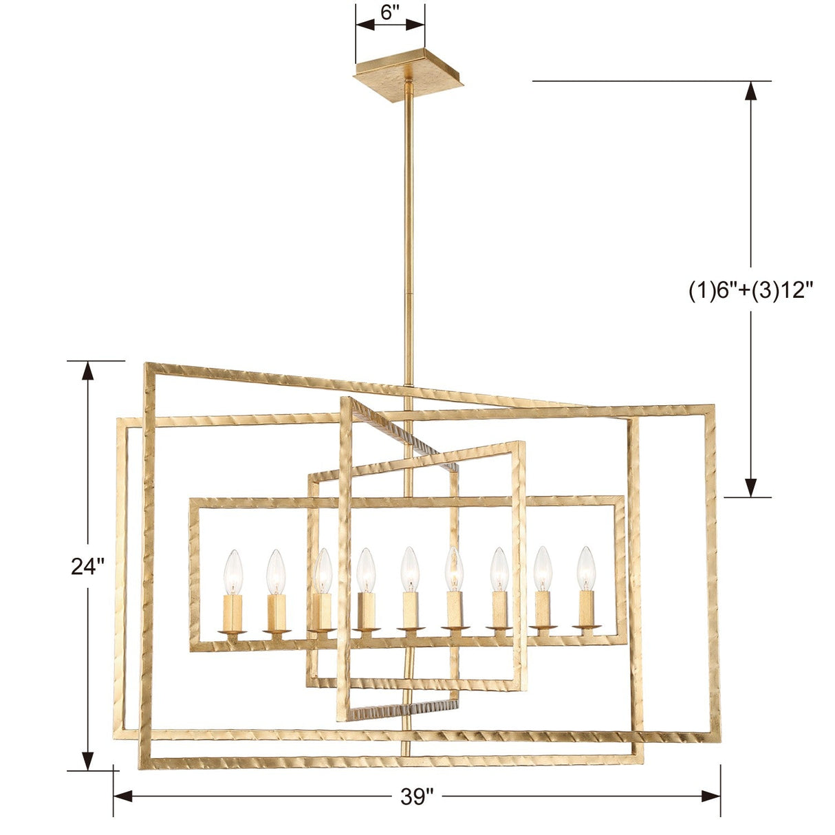 Capri 9 Light Antique Gold Chandelier 337-GA