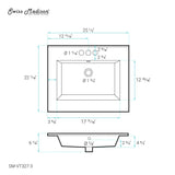 Voltaire 25 Vanity Top Sink with 4 Centerset Faucet Holes