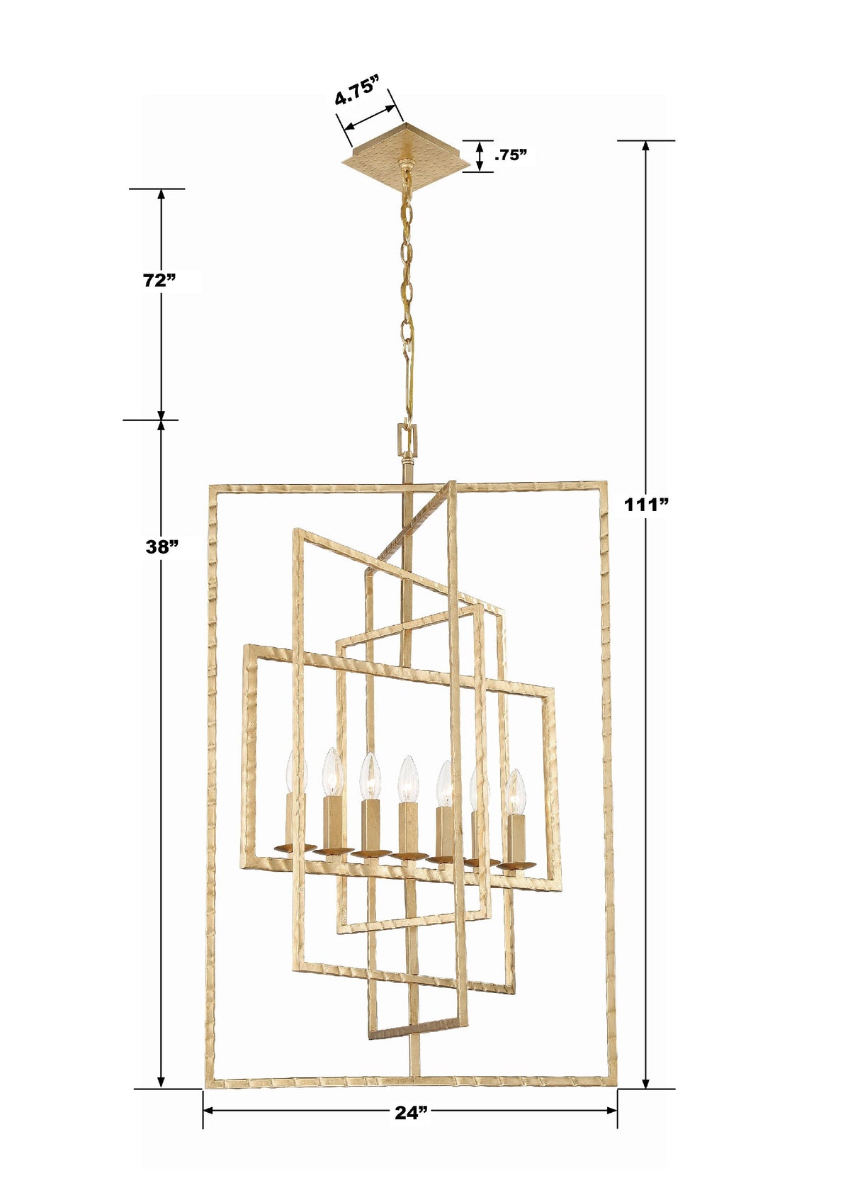 Capri 7 Light Antique Gold Chandelier 339-GA