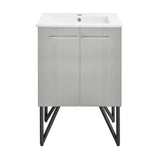 Annecy 24 Single, Brushed Grey, Two Doors, Bathroom Vanity