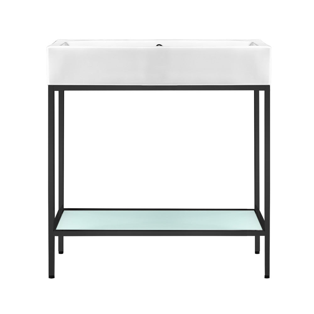 Pierre 32 Single, Freestanding, Open Shelf, Matte Black Metal Frame Bathroom Vanity