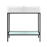 Pierre 32 Single, Freestanding, Open Shelf, Matte Black Metal Frame Bathroom Vanity