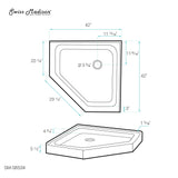 Voltaire 42 x 42 Acrylic White, Single-Threshold, Center Drain, Neo-angle Shower Base