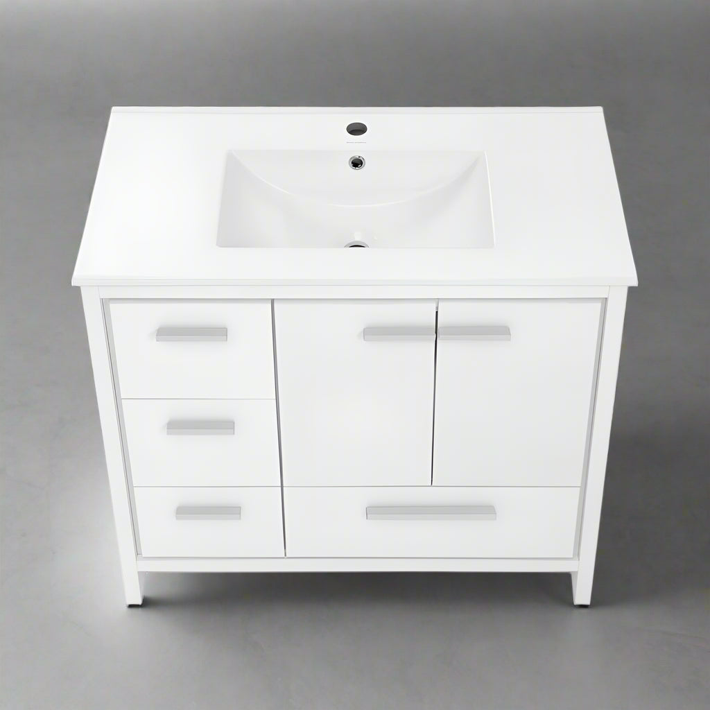 Virage 36 Freestanding, Bathroom Vanity in Glossy White