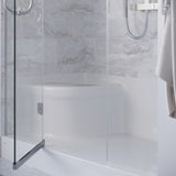 Aquatique 60 X 32 Single Threshold Shower Base With Right Hand Drain and Integral Left Hand Seat in White