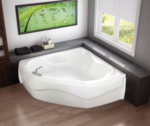 MAAX 105679-091-001-000 Murmur 6060 Acrylic Corner Center Drain 10 Microjets Bathtub in White